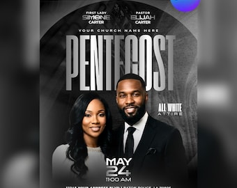 Pentecost Sunday Flyer Template | Canva Editable Church Flyer | Revival Service Flyer | Sunday Service Template