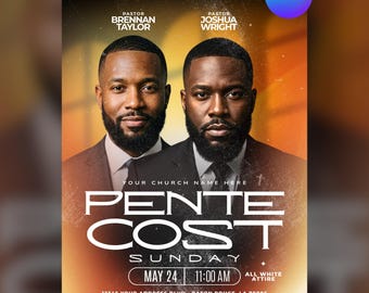 Pentecost Sunday Flyer Template | Canva Editable Church Flyer | Revival Service Flyer | Sunday Service Template