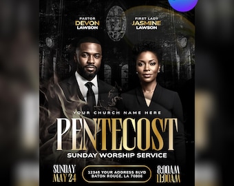 Pentecost Sunday Flyer Template | Canva Editable Church Flyer | Revival Service Flyer | Sunday Service Template