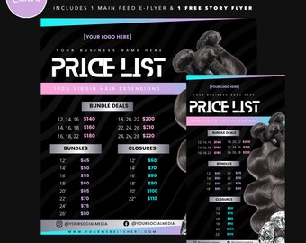 DIY Hair Price List Template | Price List | Hair Flyer