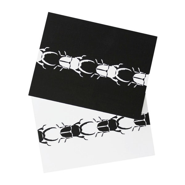 Black and White Stag Beetle Cards - Set of 6 - Bugs - Greeting Cards