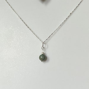 Sterling Silver Burmese Jade Pendant with  Silver glitter bead