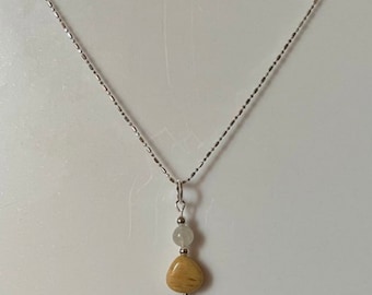 Sterling Silver Sunstone & Moonstone Pendant/Necklace
