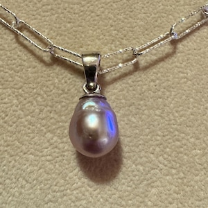 Sterling Silver Natural Purple Freshwater Baroque Pearl Approx 9-11mm Pendant