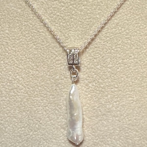 Sterling Silver Biwa Pearl Pendant