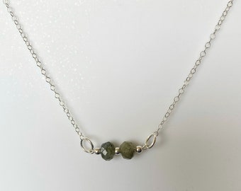 Sterling Silver Faceted Labradorite Rondelle Necklace