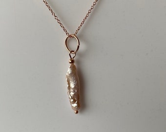 Sterling Silver Rose Gold Lilac Biwa Pearl Pendant