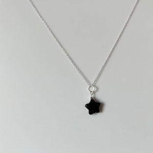 Sterling Silver Black Obsidian Star Pendant