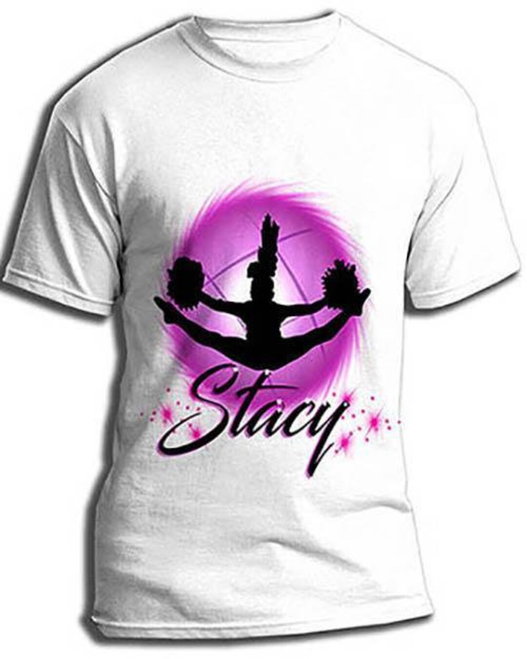 G029 Personalized Airbrush Cheerleading Tee Shirt Etsy