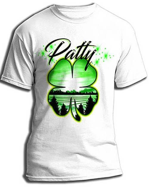 F009 Personalized Airbrushed 4 Leaf Clover Tee Shirt - Etsy