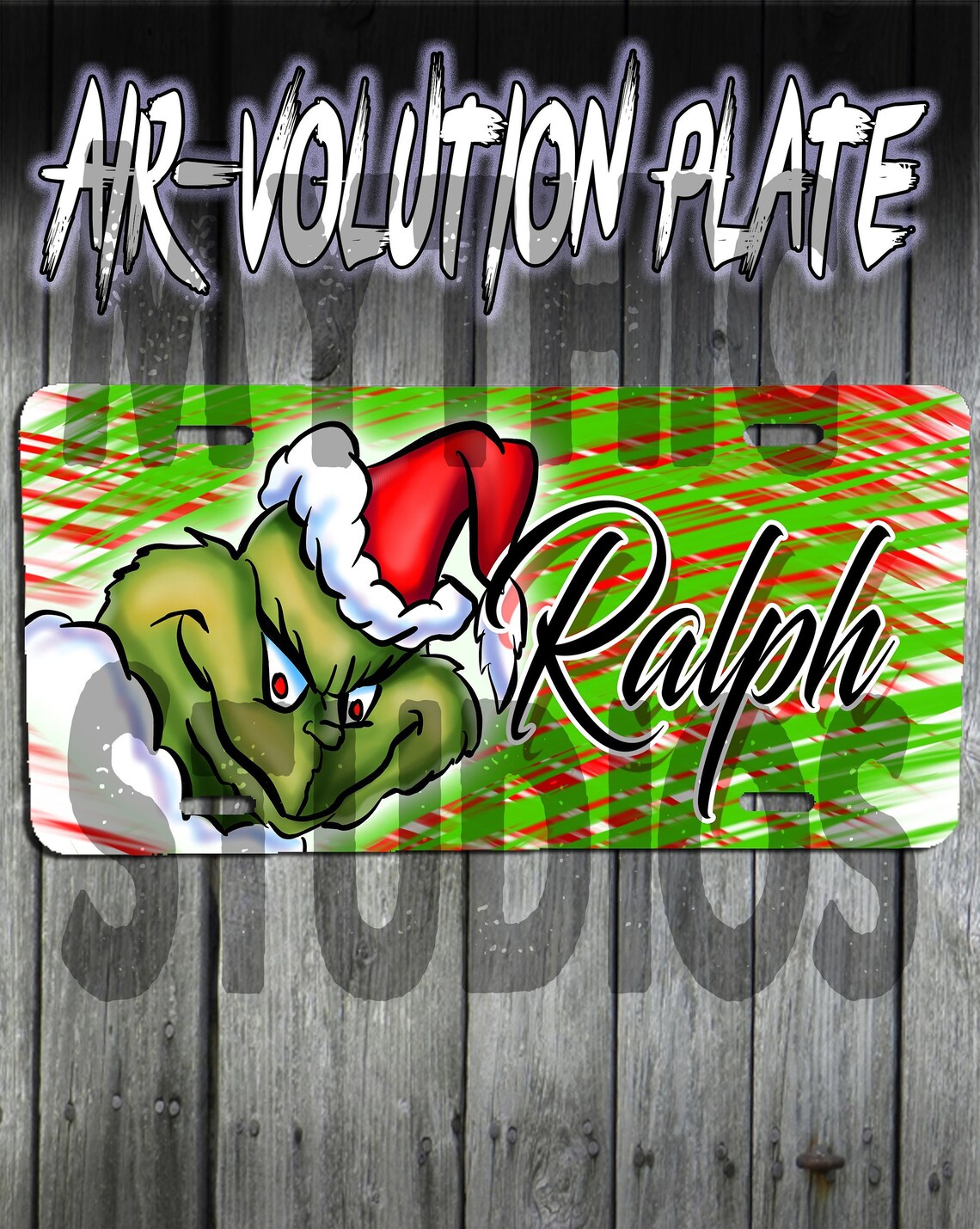 B152 Personalized Airbrush Grinch License Plate Tag Etsy