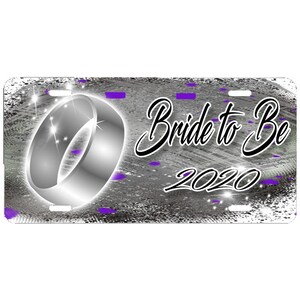 F066 Digitally Airbrush Painted Personalized Custom Wedding Ring    Auto License Plate Tag