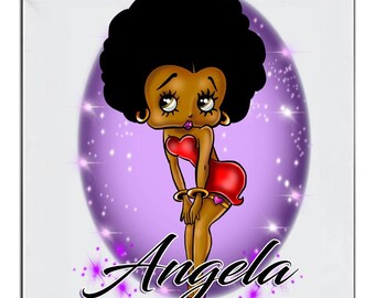 B167 Personalized Airbrush African American Black Queen Ceramic Coaster