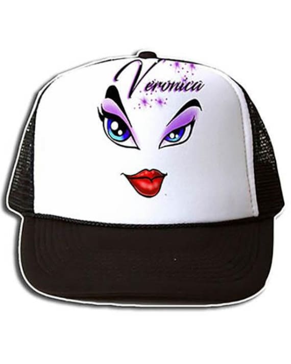White Airbrushed Red Lips Trucker Hat F012 Personalized Airbrushed Sexy Lips Snapback Trucker Hat  main image 3