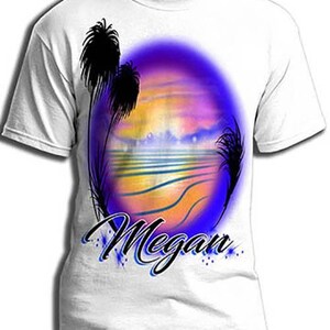 E032 Personalized Airbrush Beach Kids and Adult Tee Shirt