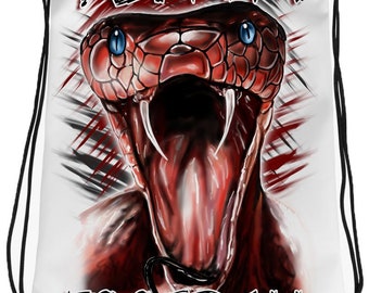 I028 Digitally Airbrush Painted Personalized Custom Snake Venom Drawstring Backpack