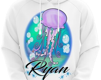 I038 Digitally Airbrush Painted Personalized Custom Jellyfish  Adult Hoodies Sweatshirt