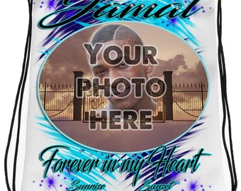 PT006 Photo Picture on coaster airbrushed personalized custom name Heavens gate RIP clouds customized colors Printed choose own writing