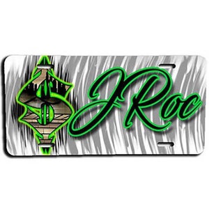 H012 Personalized Airbrushed Airbrush Money Symbol License Plate Tag