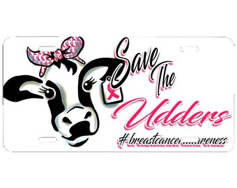 I033 Digitally Airbrush Painted Personalized Custom Cow    Auto License Plate Tag