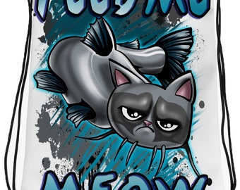 I030 Digitally Airbrush Painted Personalized Custom Catfish Drawstring Backpack