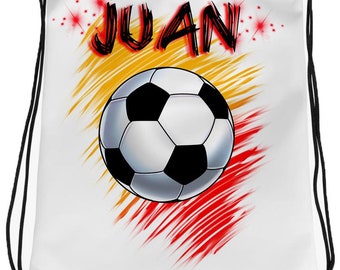 LG003 Digitally Airbrush Painted Personalized Custom soccer world cup Drawstring Backpack