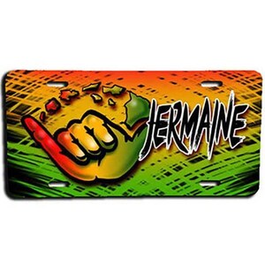 H053 Personalized Airbrushed Shaka Logo License Plate Tag