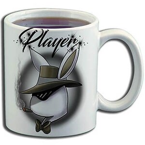 H017 Personalized Airbrushed Player Bunny Ceramic Coffee Mug