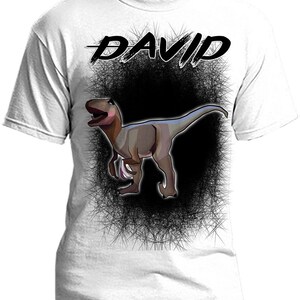 C117 Digitally Airbrush Painted Personalized Custom Dinosaur Adult and Kids T-Shirt
