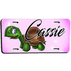 I017 Personalized Airbrush Turtle License Plate Tag