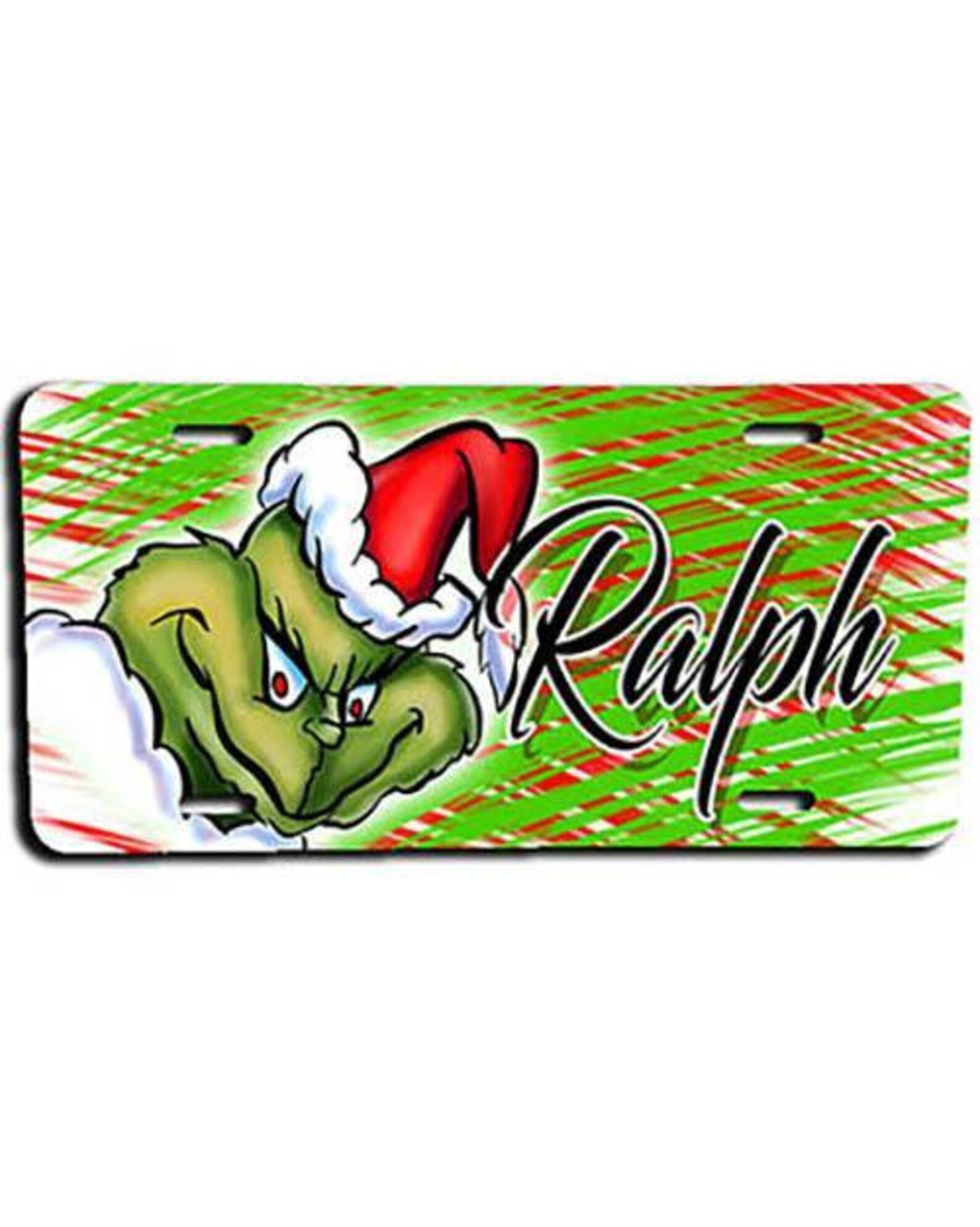 B152 Personalized Airbrush Grinch License Plate Tag Etsy