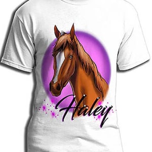 I004 Personalized Airbrush Horse Tee Shirt