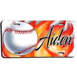 LG001 Personalized Airbrushed Baseball License Plate Tag