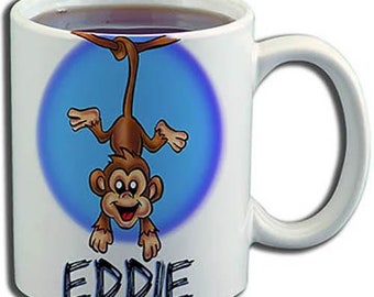 I016 Personalized Airbrush Monkey Ceramic Coffee Mug
