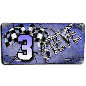 F013 Personalized Airbrushed Racing License Plate Tag