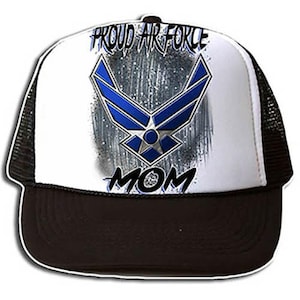 H054 Digitally Airbrush Painted Personalized Custom US Airforce Logo   Snapback Trucker Hats