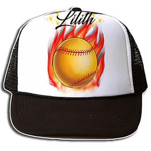 LG004 Personalized Airbrushed Softball Snapback Trucker Hat