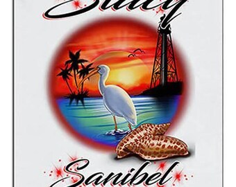 E034 Personalized Airbrush  LightHouse Beach Ceramic Coaster