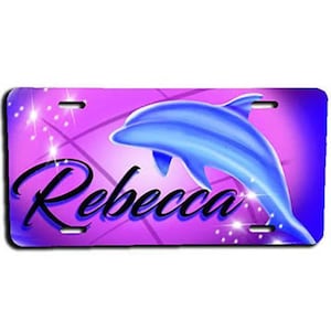 I010 Personalized Airbrush Dolphin License Plate Tag