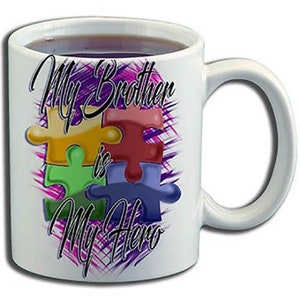H051 Personalized Airbrushed Autism Logo Ceramic Coffee Mug
