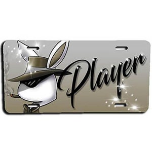 H017 Personalized Airbrushed Player Bunny License Plate Tag