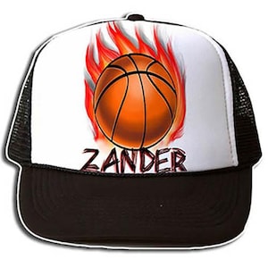 LG002 Personalized Airbrushed Basketball Snapback Trucker Hat