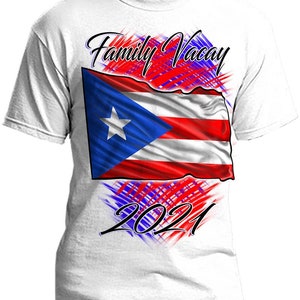 F071 Digitally Airbrush Painted Personalized Custom Puerto Rico Flag  Adult and Kids T-Shirt