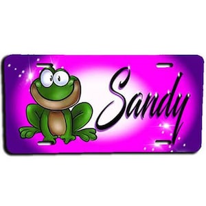 I015 Personalized Airbrush Frog License Plate Tag