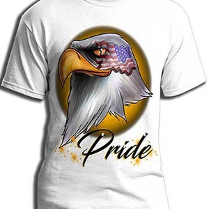 I013 Personalized Airbrush American Flag Bald Eagle Tee Shirt