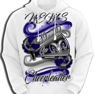 G037 Personalized Airbrush Megaphone and Pom Pom Hoodie Sweatshirt