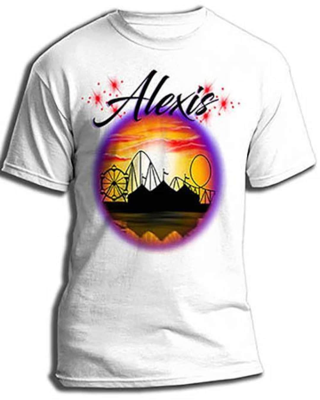 ◯★　新品　DISCOVERED　BONE AIR BRUSH SHIRTS E030 Custom Personalized Airbrush Carnival Fair Ferris Wheel