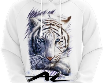 White Tiger Gildan Hoodie Sweatshirt White Tiger Gildan Hoodie Sweatshirt