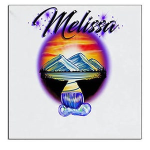 E011 Personalized Airbrush Waterfall Mountain Landscape Ceramic Coaster
