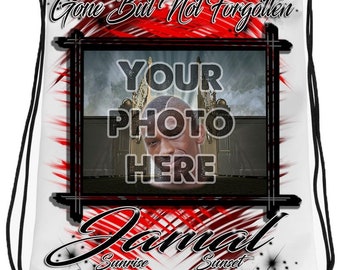 PT005 Photo Picture on hat tag airbrushed personalized custom name Heavens gate RIP clouds customized colors Printed choose own writing